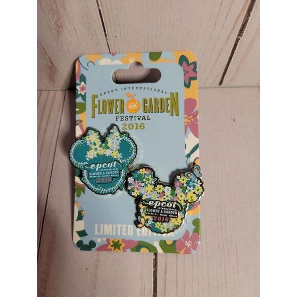 Disney 2016 Flower & Garden Festival PINS Mickey & Minnie Ears LE 1000 - Picture 1 of 4